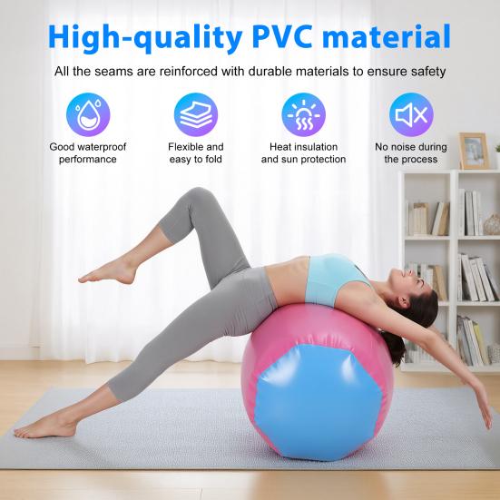 Inflatable Tumbling Mat Air Roller Gymnastics Barrel with Pump Back Handspring Training Tumbler Octagon Barrel for Home Use Gym Training,