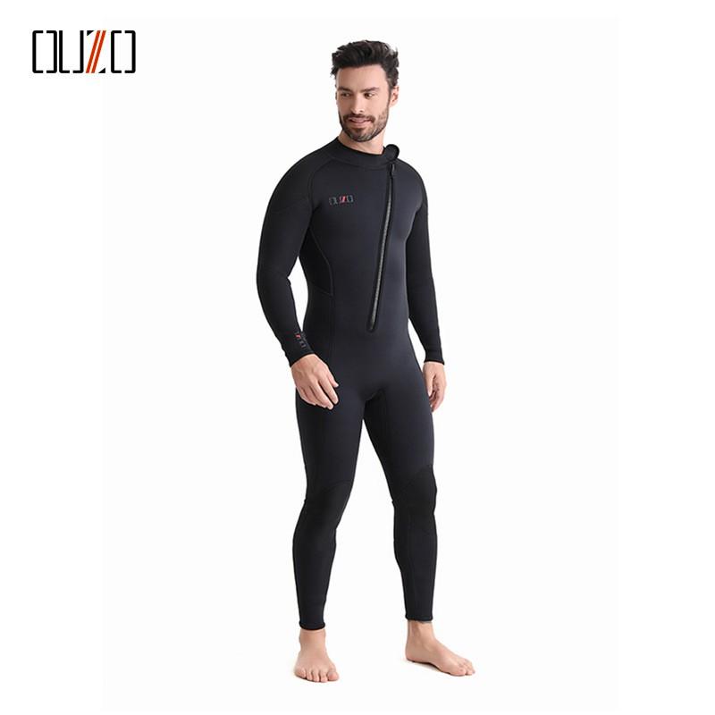 3mm Diving Suit Men's Warm Cold-proof Wet OUZO Super Elastic Long-sleeved One-piece Surfing