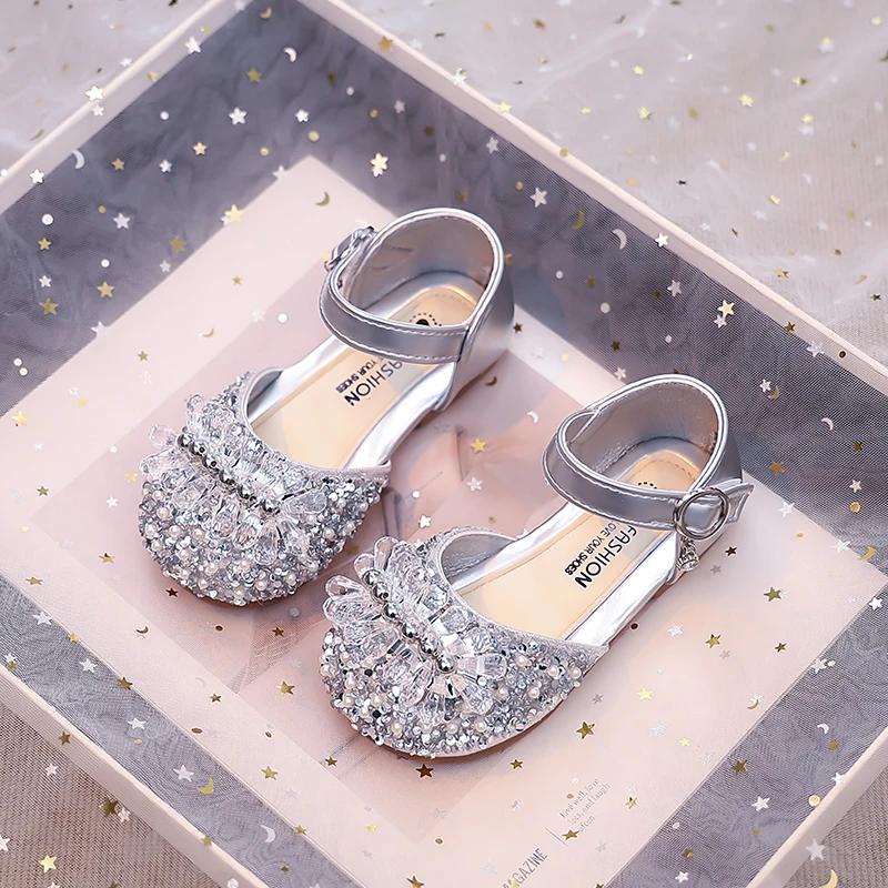 

Girls Half Sandals Shiny Crystal Ins Trendy Kids Dance Shoes Non-slip Soft Sole Summer New Children Princess Shoes Sweet 24