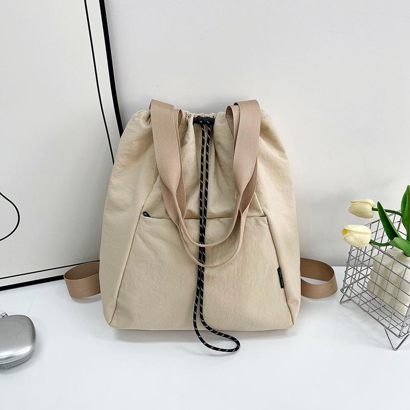 

Multifunctional backpack women s new fashion casual shoulder bag large capacity drawstring bucket bag backpack брудно-білий
