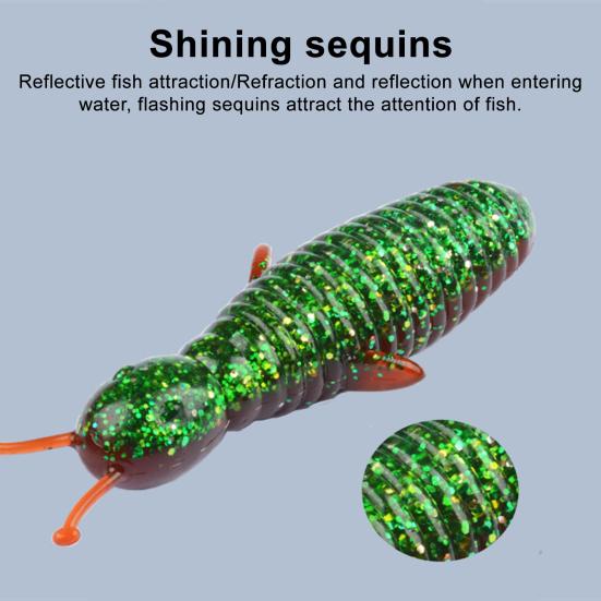 5 Stück 6CM/7G Weichwurm-Köder Langsam sinkend Gesalzen Glitzer Bionischer Köder Bunter PVC Kunstköder Salzwasser Süßwasser Schlangenkopf Angelzubehör