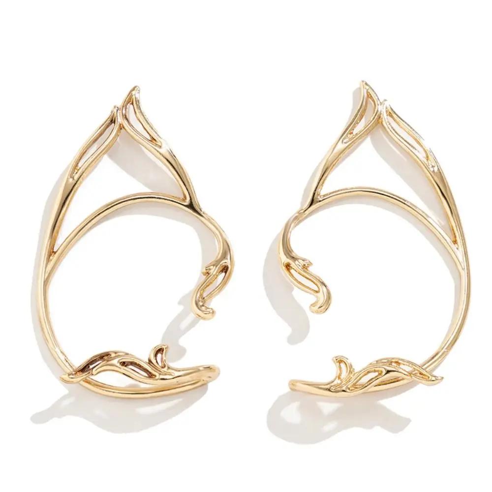 Korean Style Elf Ear Clip Goth Ear Hook Ear Cuff Cat Ear Hollow Ear Clips Alloy Single Side Earrings Girls Gift