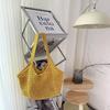 Solid Color Knitting Shoulder Bag Hollow Out Versatile Bohemian Crochet Tote Bag Vintage Elegant Casual Woven Handbag Vacati