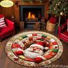 3D Visual Deep-Pile Santa Claus Pattern Rug, Soft Non-Slip Festive Living Room Decor Mat, Christmas Home Decor, Xmas Gift