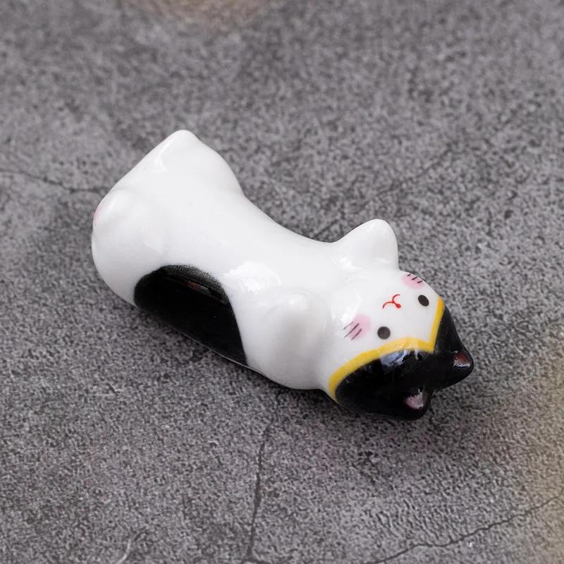 1pc Ceramic Cute Chopstick Holder Tableware Japanese Style Underglaze Restaurant Simple Oval Spoon Bracket Utensil for Kitchen