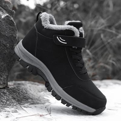 Sneakers Herren Winter Warm Comfor Baumwolle Flache Schneestiefel Lässig Rutschfest Trendig High-Top Wanderstiefel Gummi Laufschuhe Herren