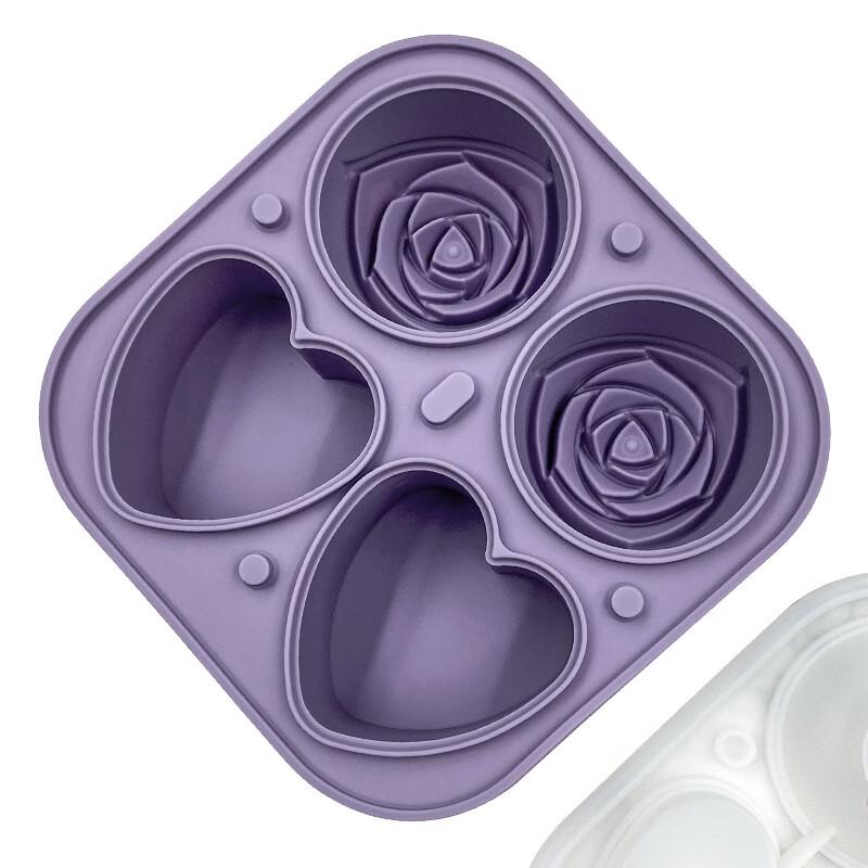 Large Pink 4-Cavity Rose Ice Ball Mold