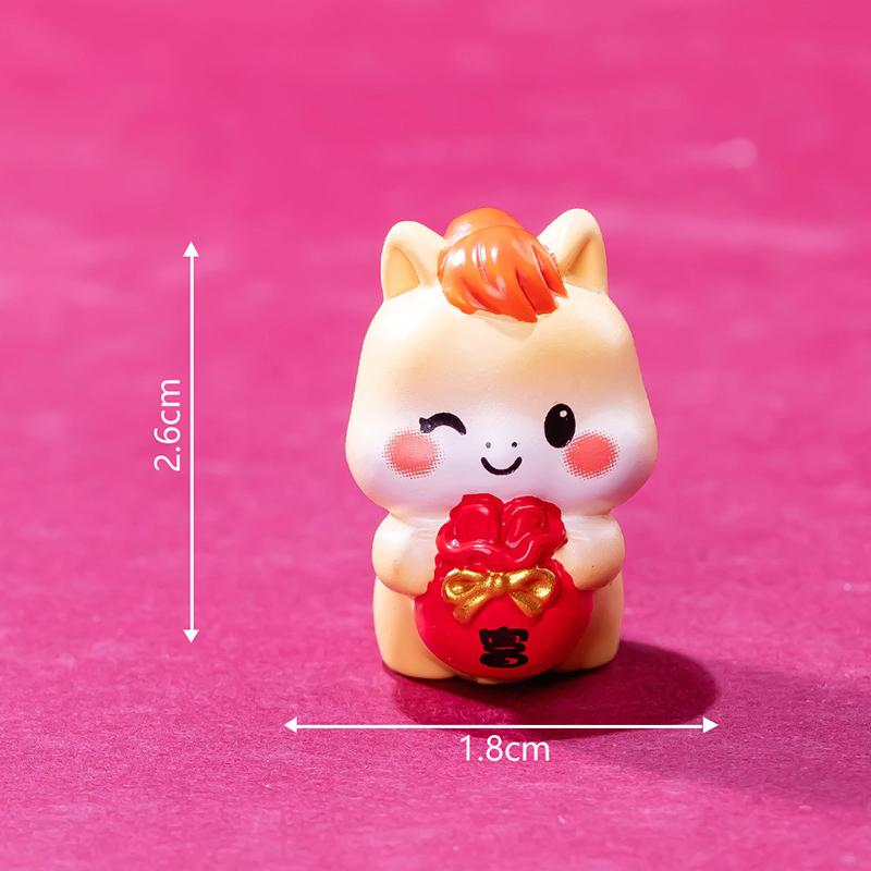 2026 New Year Figurines Miniatures Cartoon Lucky Horse Micro Landscape Ornaments Home Desk Decorations Room Decor Gift