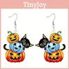 Themed Halloween Cat Pumpkin Skull And Dog Pattern Women Acrylic Earrings