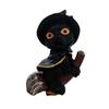 Decorative Flying Broom Cat Small Broomstick Cat Creative Black Cat Witch Statue  Desktop