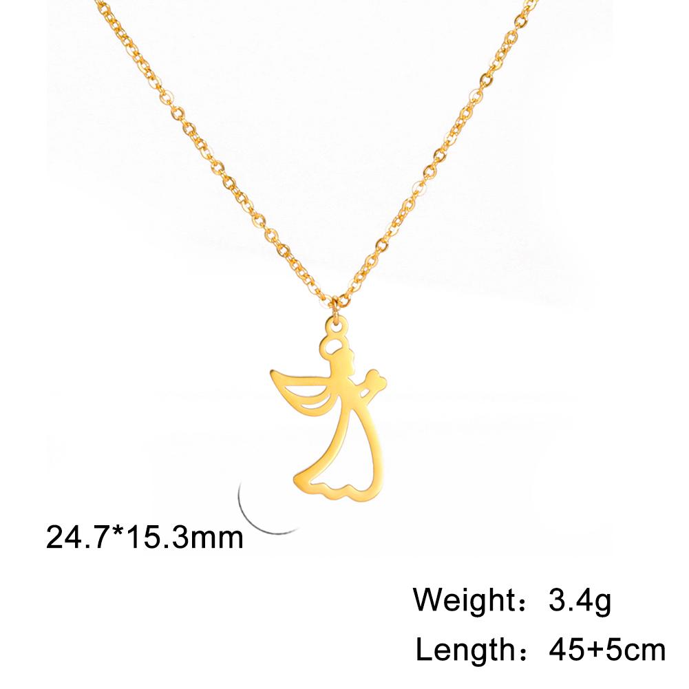 Cazador Angel Pendant Necklace for Women Christian Amulet Neck Chain Angel Baby Stainless Steel Jewelry Birthday Gifts New