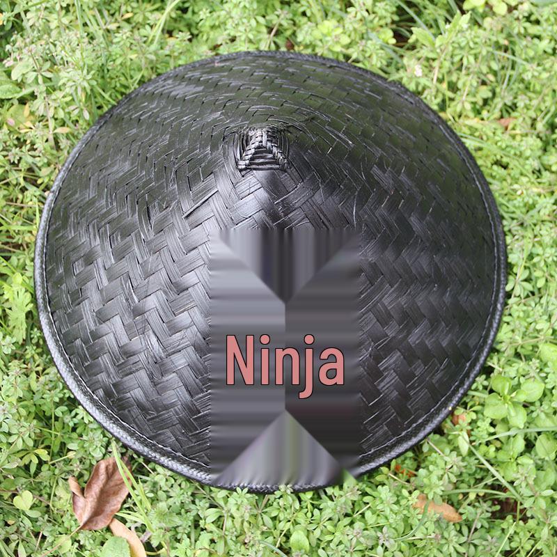 Retro Black Unisex Bamboo Hat and Raincoat for Dance and Film Shoots