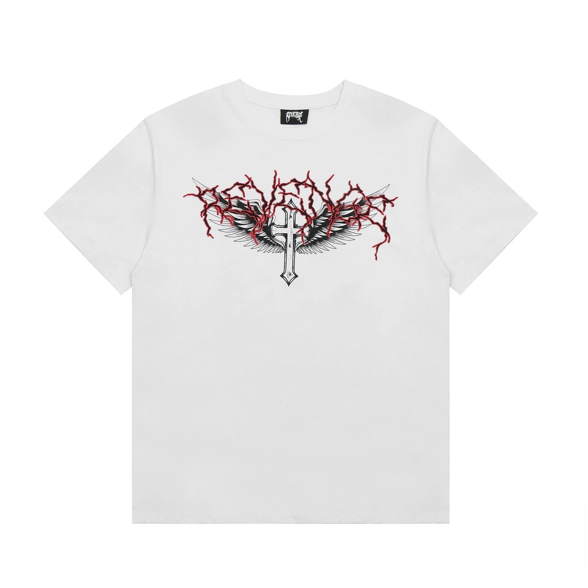 

2024 REVENGE Scythe Skull Portrait Letter Abstract Print Trend Loose Short Sleeved T-shirt Unisex 4XL
