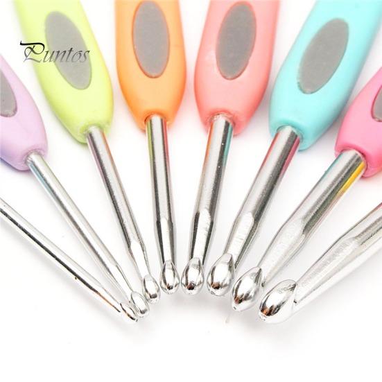 8Pcs Sweater Scarf DIY Crafts Crochet Hooks Plastic Handle Knitting Needles