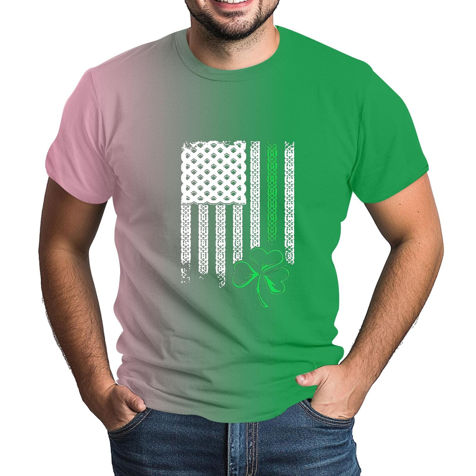 

улица. Футболка Patrick s Adult Green с круглым вырезом и короткими рукавами, с принтом в виде трех листьев зеленого цвета L