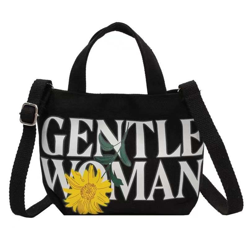 Letter Canvas Bag Diagonal Cross Small Bag New Casual Ins Versatile Mobile Shoulder Bag