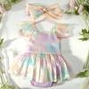 Infant Dress and Bowknot Hairband Photo Clothing Set Photoshooting Props Newborn Shower Gifts Baby Photography Costume