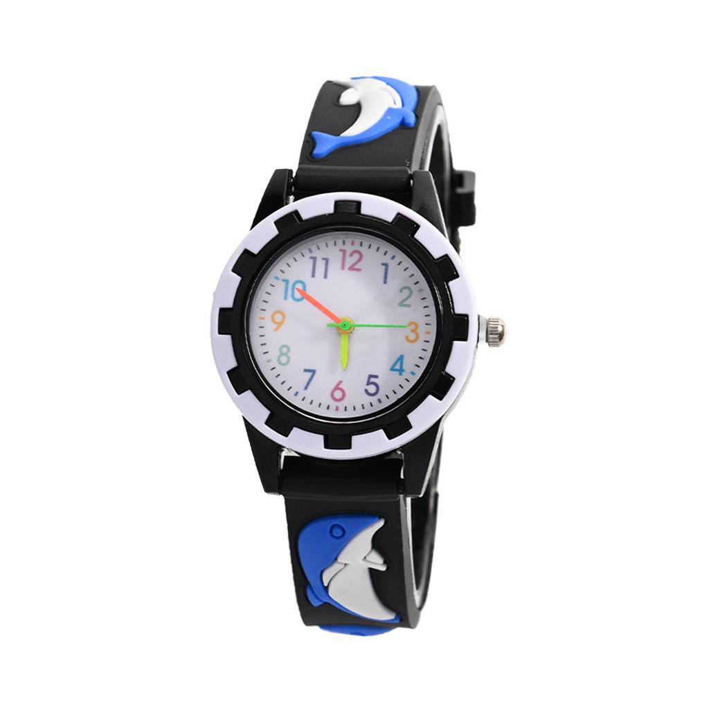 Cute Dolphin Silicone Watch Strap with Colorful Hands and Markers for Children, Suitable for Daily Wear and Christmas Gifts