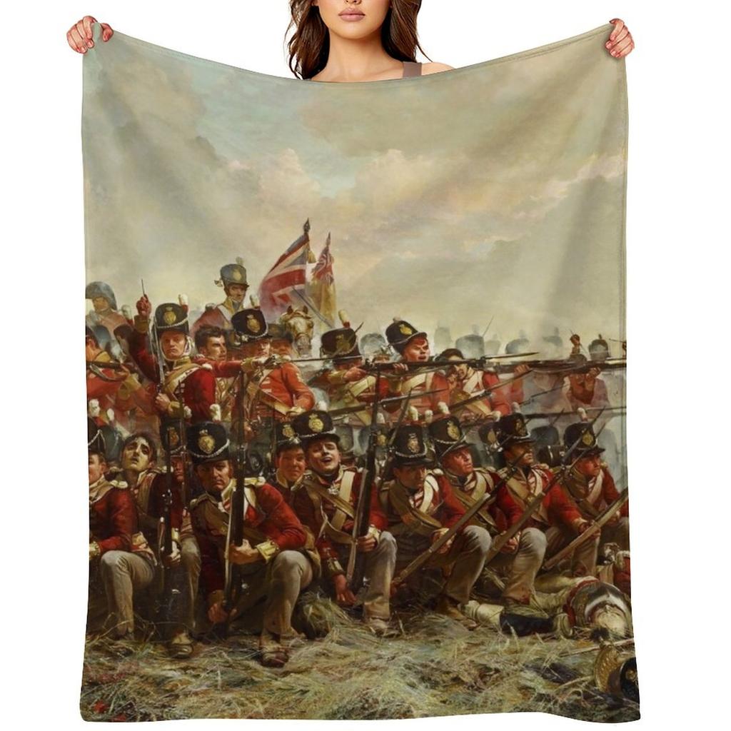 HD. The 28th Regiment at Quatre Bras, by Lady Butler, 1875 Throw Blanket Luxury Decoratives Soft Beds For Sofa Thin Blankets