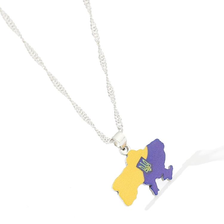 Titanium Steel Ukraine Map Pendant Necklace Ukrainian Jewelry With Chain