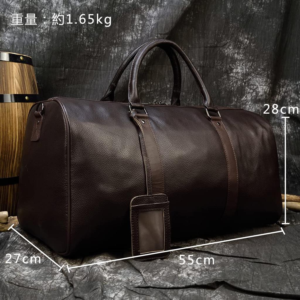 Echtes Leder Boston Bag für Große Reisetasche für 2 Nächte oder 3 Golfschuhboden Schulter Schule Heimkehr Business 55cm Herren, Kapazität, Tage, Tasche,