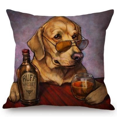 Cute Baby Dog Puppy Cartoon Cosplay Animal Oil Painting Art Home Decoration Sofa Throw Pillow Case Linen Kids Gift Cushion Cover