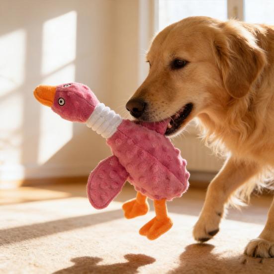 Stuffed Duck Dog Toy for Aggressive Chewers Soft Plush Duck Toy with Squeaker Crinkle Paper Puppy Chew Toy for Interactive Play And Boredom Relief