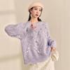 Elegant Purple Sequin Round Neck Sweater - Soft, High-Grade Pullover with Niche Design and Lazy Style.
