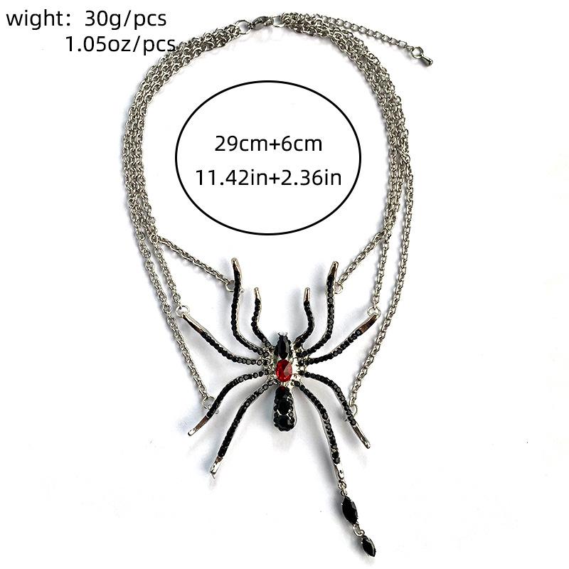 Punk-Persönlichkeit Quaste Spinne Halskette Glitzernder Strass Mehrschichtiger Schmuck für Gothic-Ästhetik Outfit-Kombination