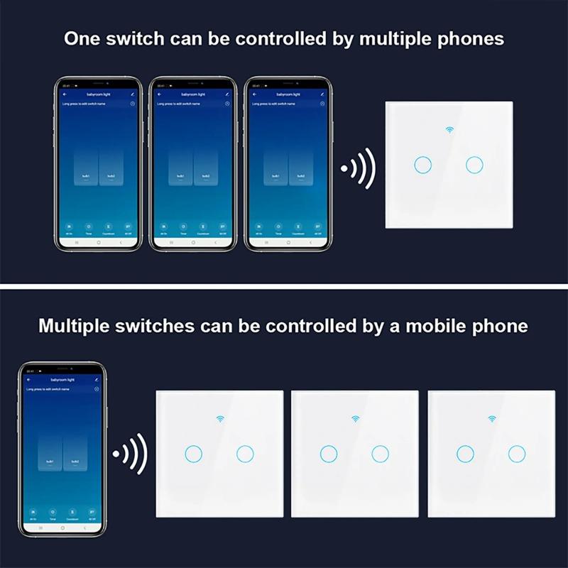 WiFi Touch Switch Light Wall Smart Switch Universal For EU Smart Home Life Alexa Google Home 433RF Remote 1/2/3Gang