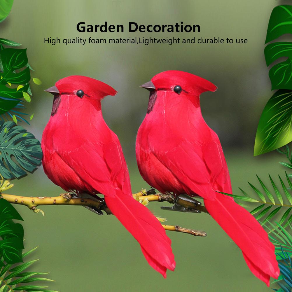 10 Pieces Artificial Red Simulated Foam Birds for Lawn, Garden, Outdoor Decoration, Each with Clip, Suitable for Garden Flower Arrangements,