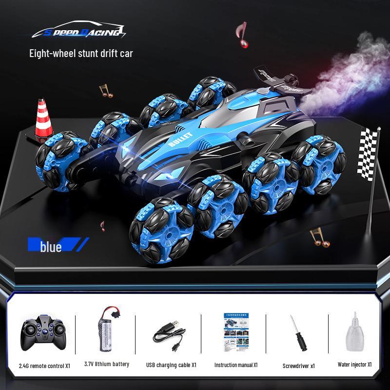 Rechargeable Eight-Wheeled Stunt RC Car with Gesture Control, Drift Spray, and Climbing Rotation for Kids