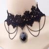 Gothic Victorian Black Lace Necklace Women Girl Boho Crystal Tassel Sexy Lace Choker Dark Loli Style Holiday Party Girl Jewelry