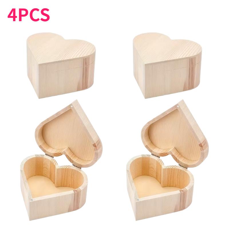 

4/10pcs Wood Box Heart Shaped Unfinished Wooden Box with Magnetic Hinged Lid DIY Gift Box Birthday Wedding Jewelry Craft Storage