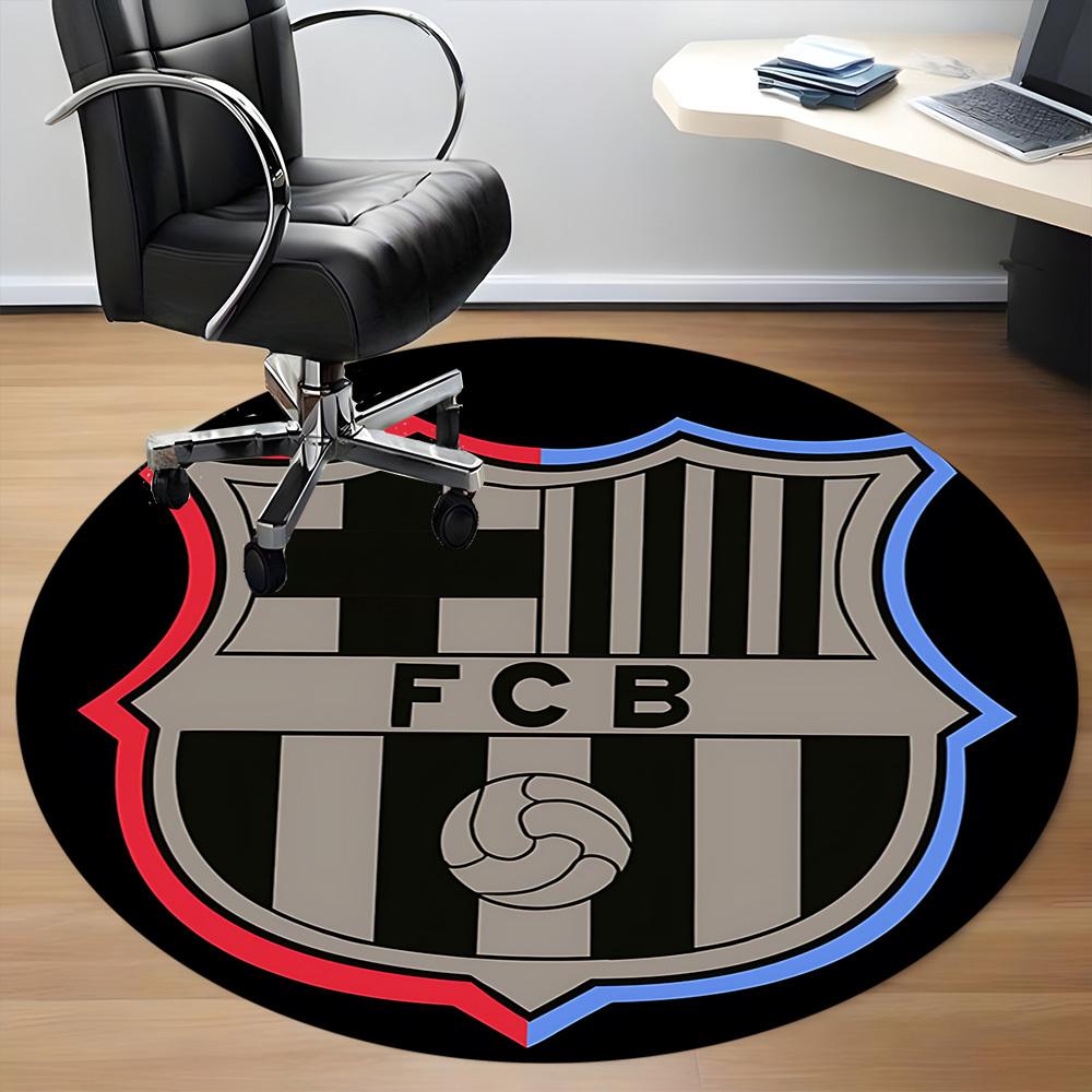 1PC Barcelona Football Club Office Round Rug, Non-slip, Soft and Durable Office Rug for Interior Decoration, Perfect for Office, Beautiful Decoration