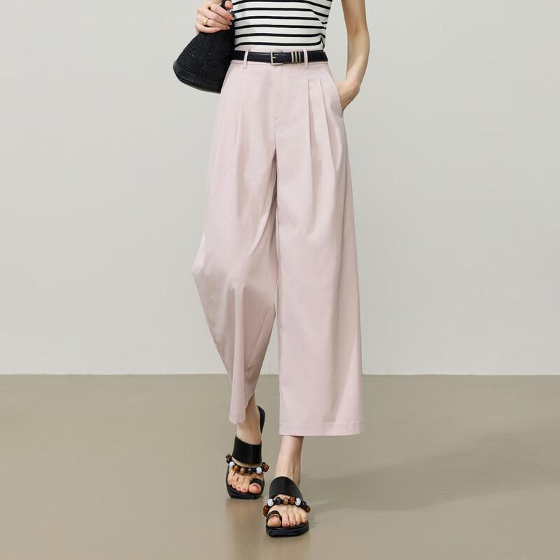 ESE-Y Women s Wrinkle-Resistant Titanium Cotton Cropped Wide-Leg Pants 28