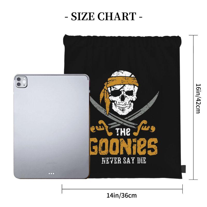 Custom The Goonies Never Say Die Drawstring Bags Women Men Foldable Sports Gym Sackpack Gothic Pirate Skull Training Backpacks