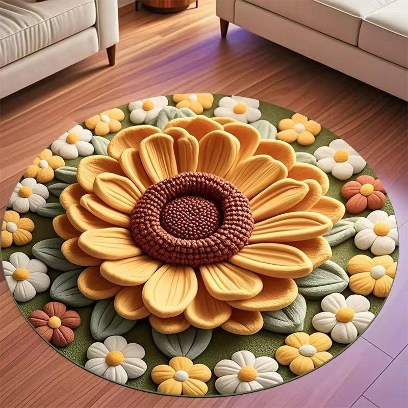 Tapis de Salon Floral Stéréoscopique 3D, Paillasson