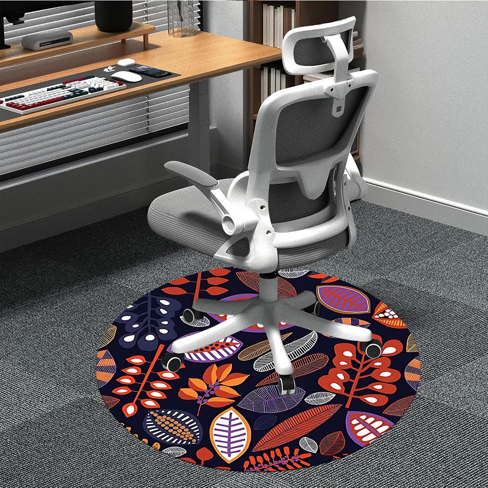 1pc Leaf Pattern Office Round Area Rug,  Mat Suitable For Office, Under Office Chairs Bedroom Living Room Home Decor, Room Deco