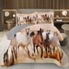 Wild Horse Bedspread Queen/Full Galloping Horse Pattern Quilted Bedding Set Farm Animal Coverlet Set Reversible Rustic Bed Cover
