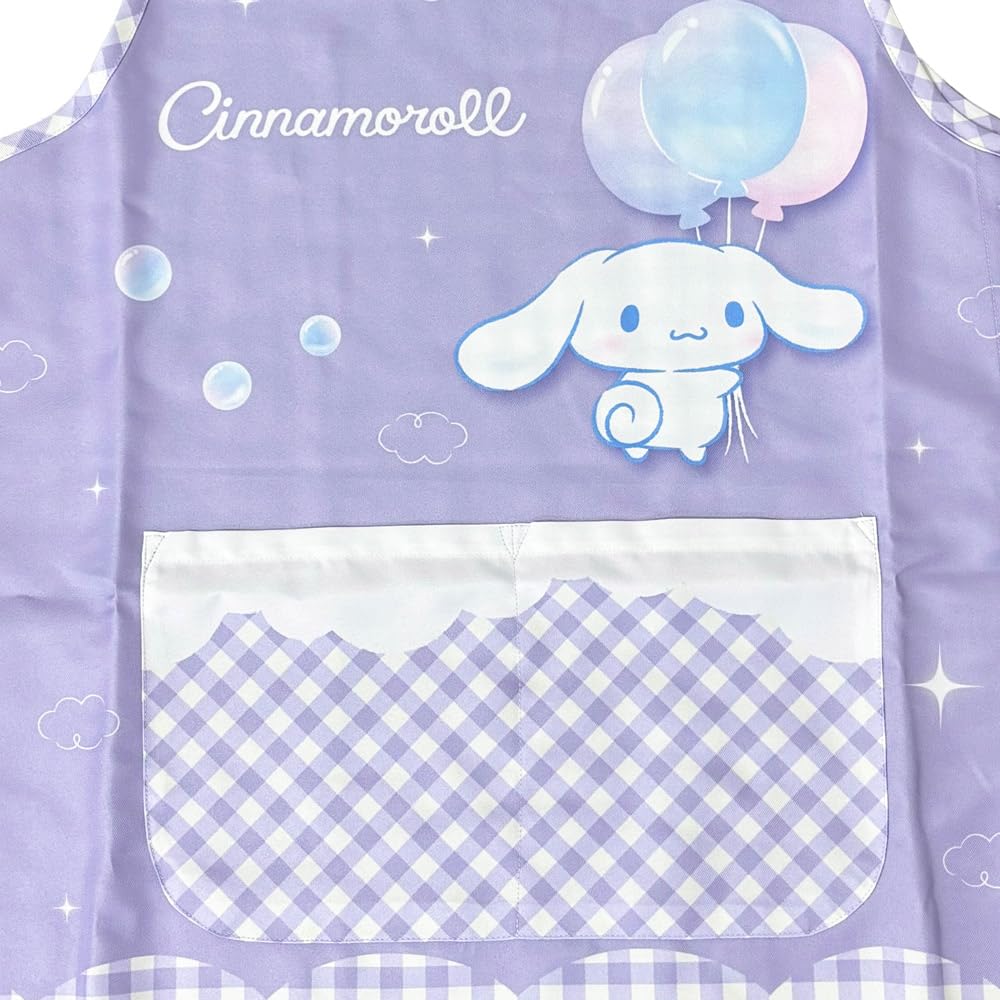 Salonje Cinnamoroll Easy To for Childcare Workers and Side Apron, Wear, Adults, Buttons, Pocket, Purple, 45371-04