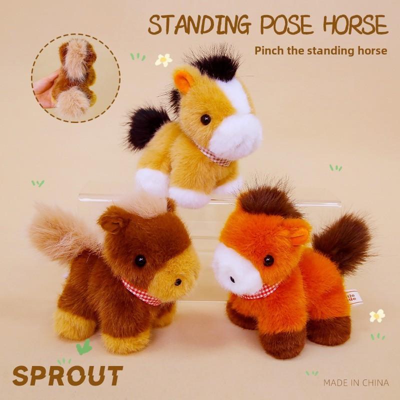 Plaid Cute Scarf Pony Plush Toy Doll Desktop Decoration Ornament For Gift