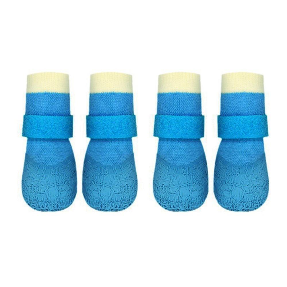 

4PCS/SET Breathable Dog Non-slip Shoes Soft Sole Pet Foot Cover Pet Rain Boot for Four Seasons S синий