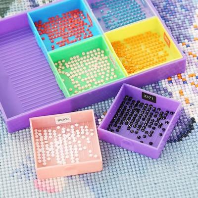 Set di Vaschette di Ordinamento per Pittura Diamante con 6 Vaschette Organizzatrici per Perline Scanalate Pennello e Cucchiaio per Arte con Strass Accessori per Artigianato Fai-da-te