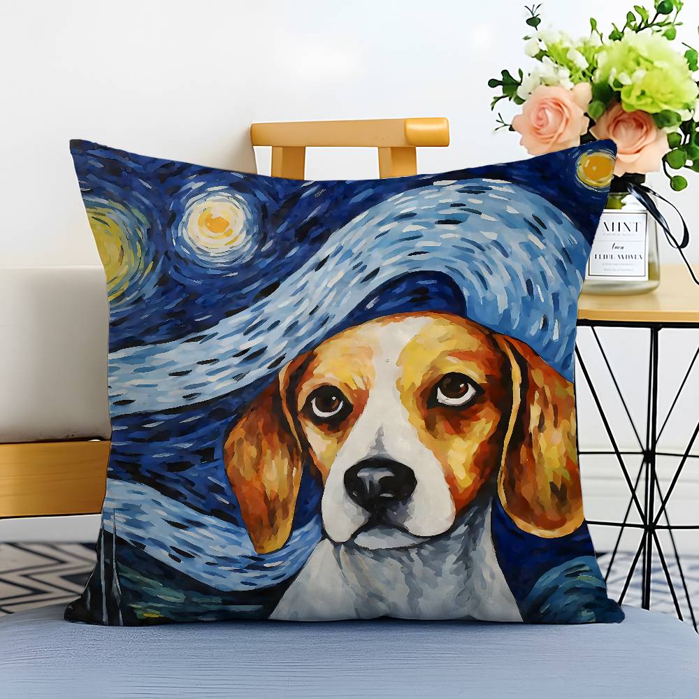 Creative Cute Starry Sky Puppy Pillow Case Printed Brushed Fleece Pillow Baby Skin-Touch Eco-Friendly Dye-Sublimat