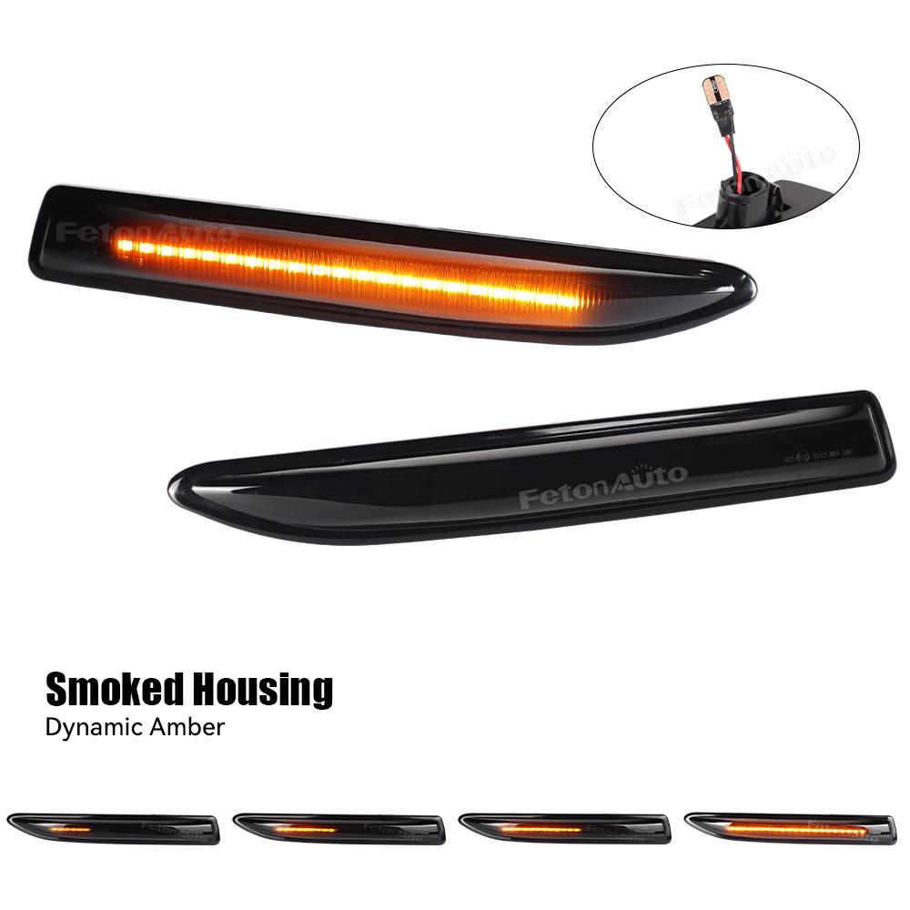 2Pcs Side Turn Signal Lamp LED Dynamic Turn Signal Light Side Marker Light for Mondeo Mk4 Hatchback Saloon Estate(BA7) 2&LED