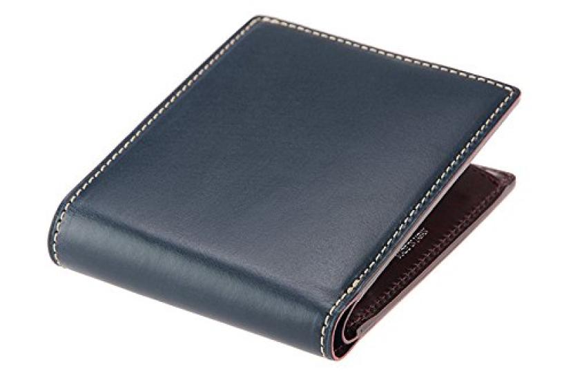 Bridle Leather Luga Shoulder Bifold Wallet with Coin Bill Day Birthday Boyfriend Navy X 6272 [CYPRUS] & Purse, Compartment, Leather, Father's Gift,