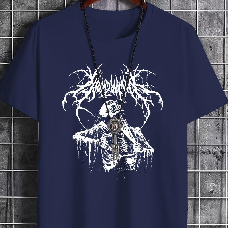 

Black Metal Skeleton T-Shirt,Soft Breathable & Fade-Resistant, Classic Fit for Daily Casual Wear XXL белый