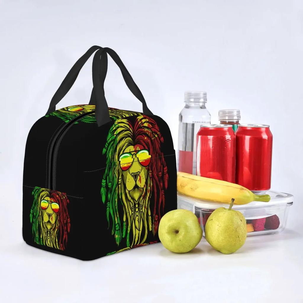 Reggae Music Lion Jamaican Flag Rasta Rastafari Thermal Insulated Lunch Bag Women Resuable Lunch Tote Travel Storage Food Box