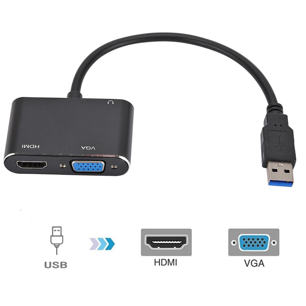 Video Adapter High-Speed 2-in-1 Definition Cord Converter Cable Dual-Output Multi-Display Adapters Parts Projection Laptop